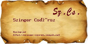 Szinger Csörsz névjegykártya